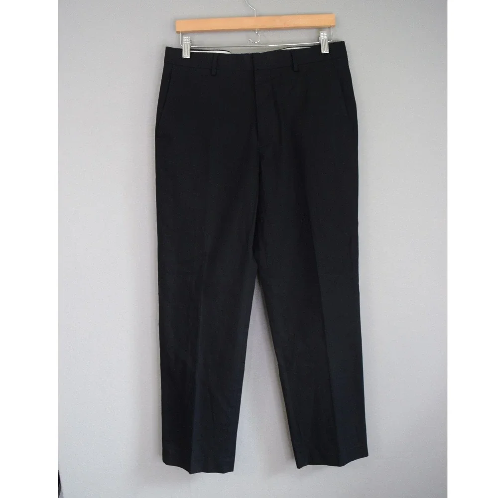 J Crew Thompson Slim Dress Pants 32x30 Black Flat Front Mens Trousers Outlet